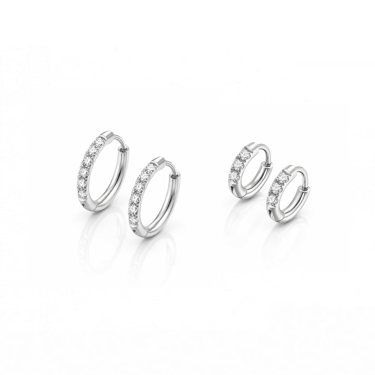 Classic + Mini Huggie Stack - Silver