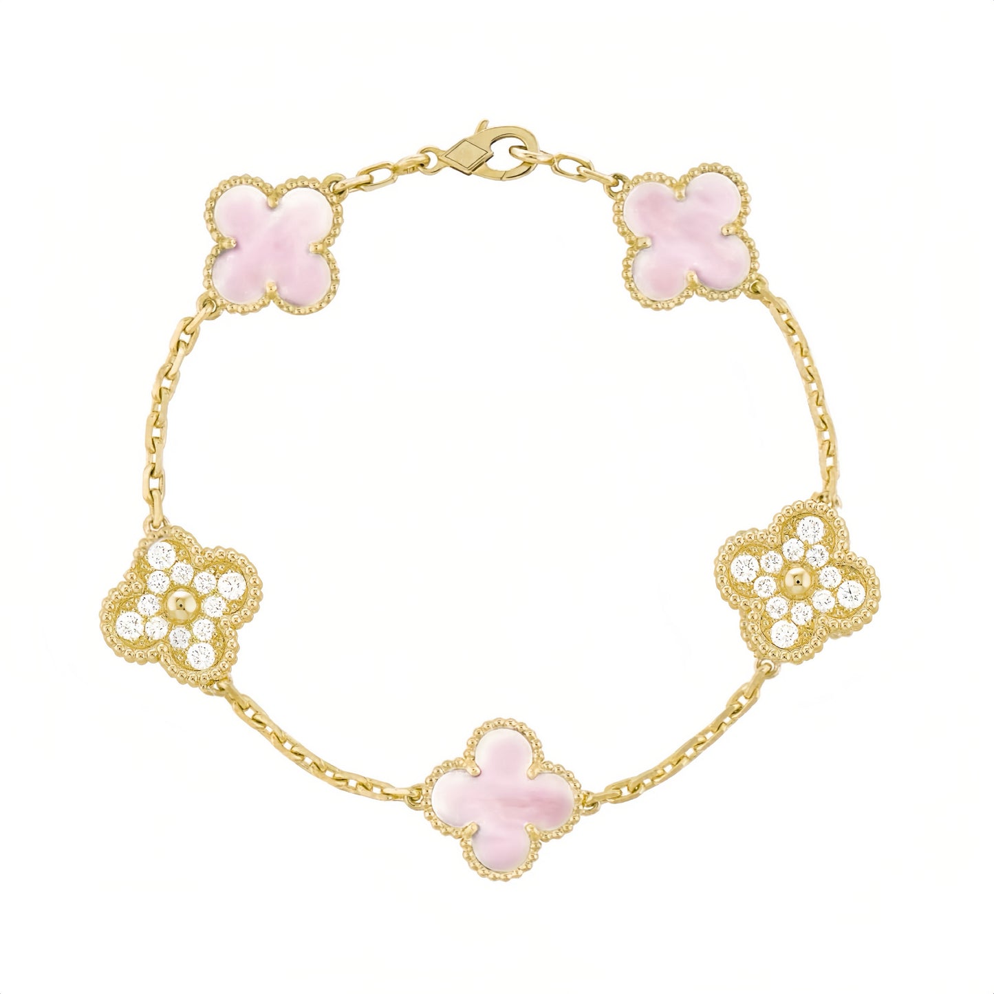 Camilla Diamond Bracelet - Gold + Pink