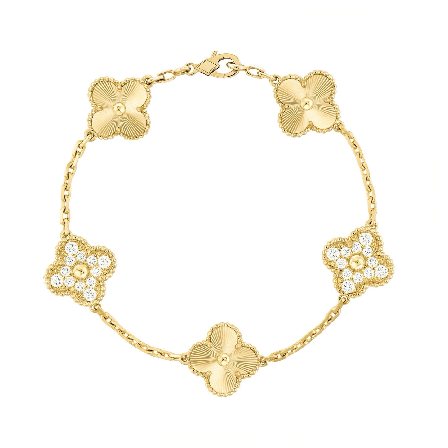 Camilla Diamond Bracelet - Gold Guilloché