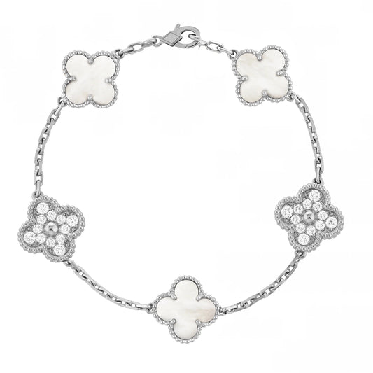 Camilla Diamond Bracelet - Silver + White