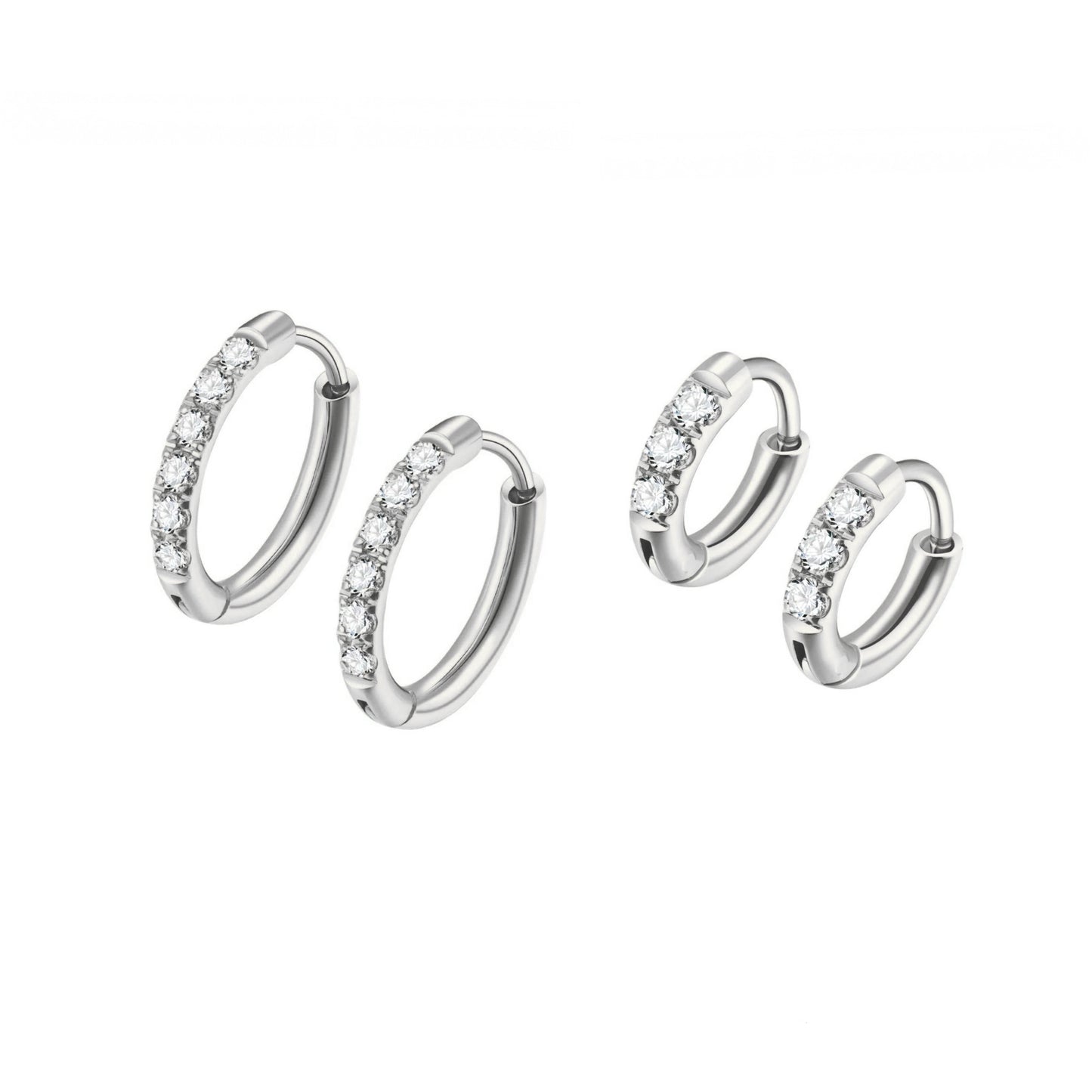 Classic + Mini Huggie Stack - Silver