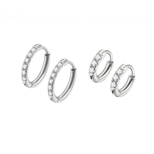 Classic + Mini Huggie Stack - Silver