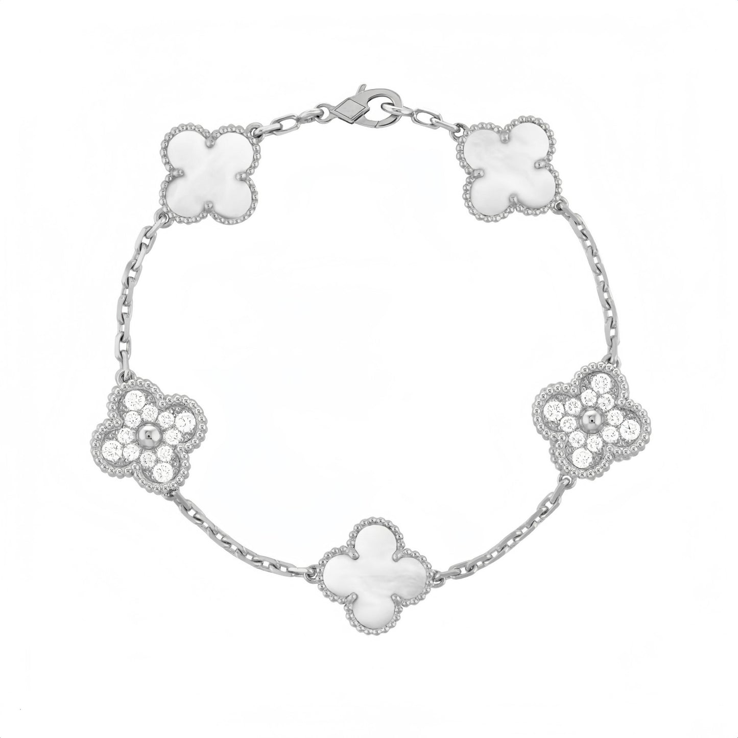 Camilla Diamond Bracelet - Silver + White