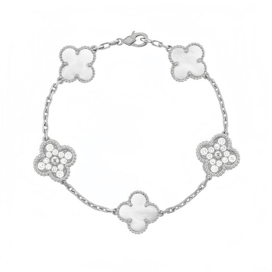 Camilla Diamond Bracelet - Silver + White