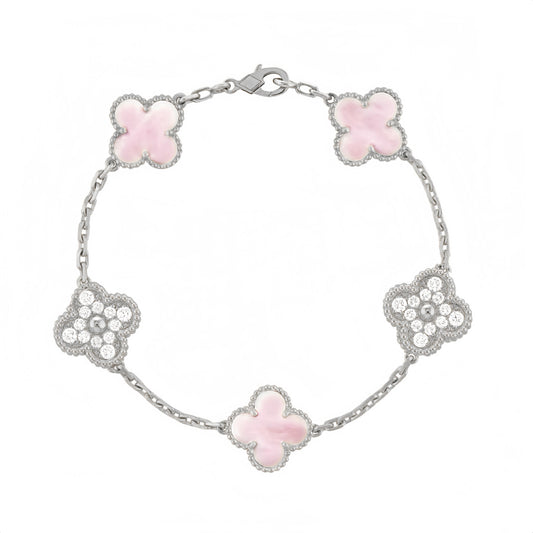 Camilla Diamond Bracelet - Silver + Pink