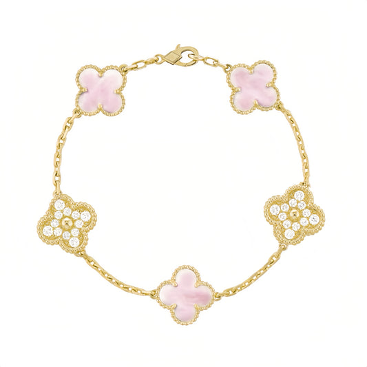 Camilla Diamond Bracelet - Gold + Pink