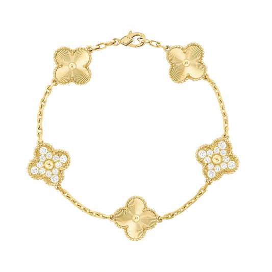 Camilla Diamond Bracelet - Gold Guilloché